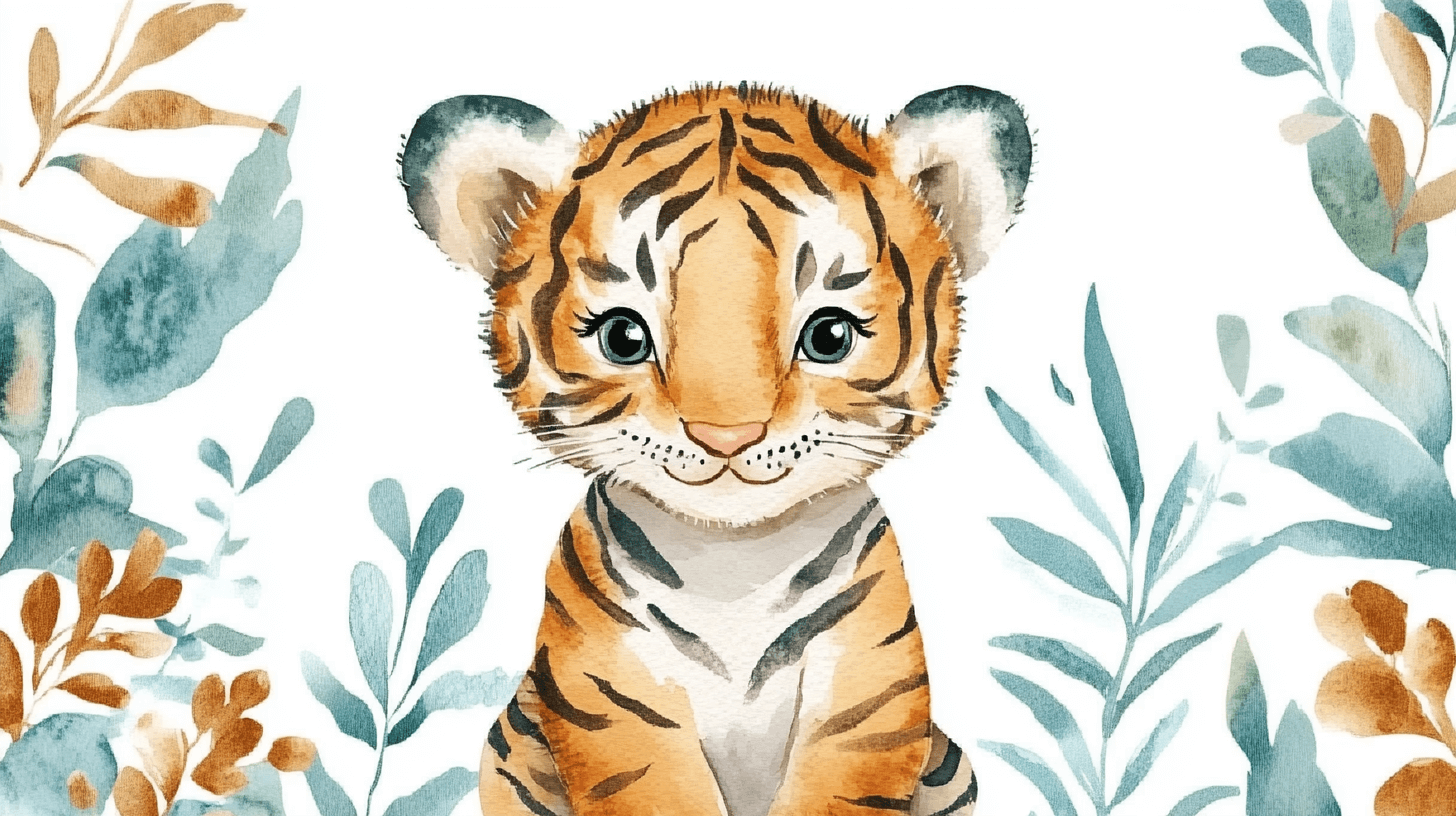 Papier Peint Tigre Et Motifs Minimalistes