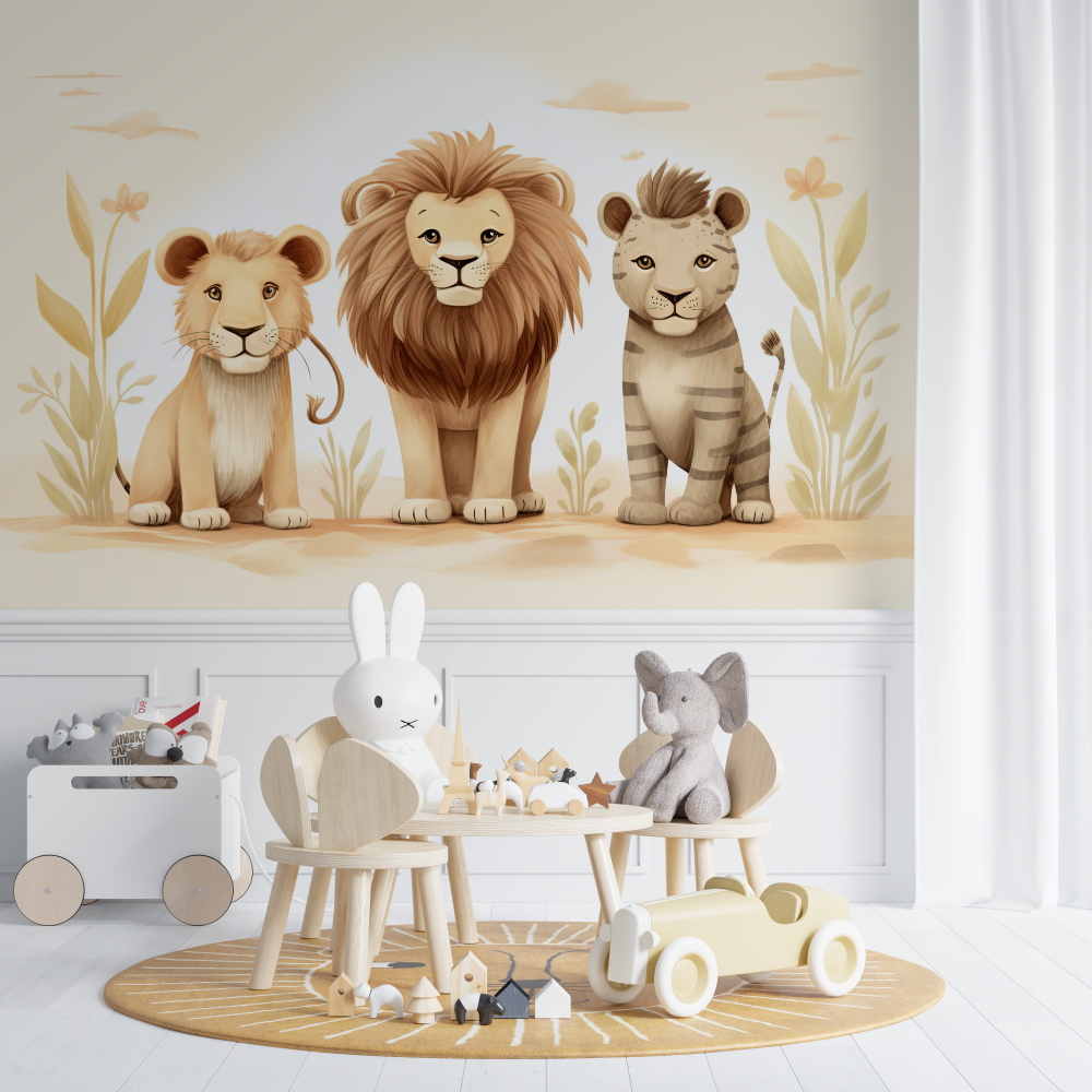 Papier peint lion boheme chambre de bebe