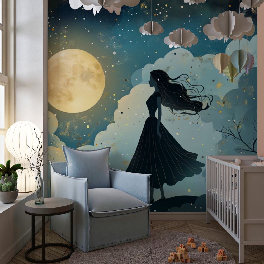 Papier peint princesse art deco chambre de fille