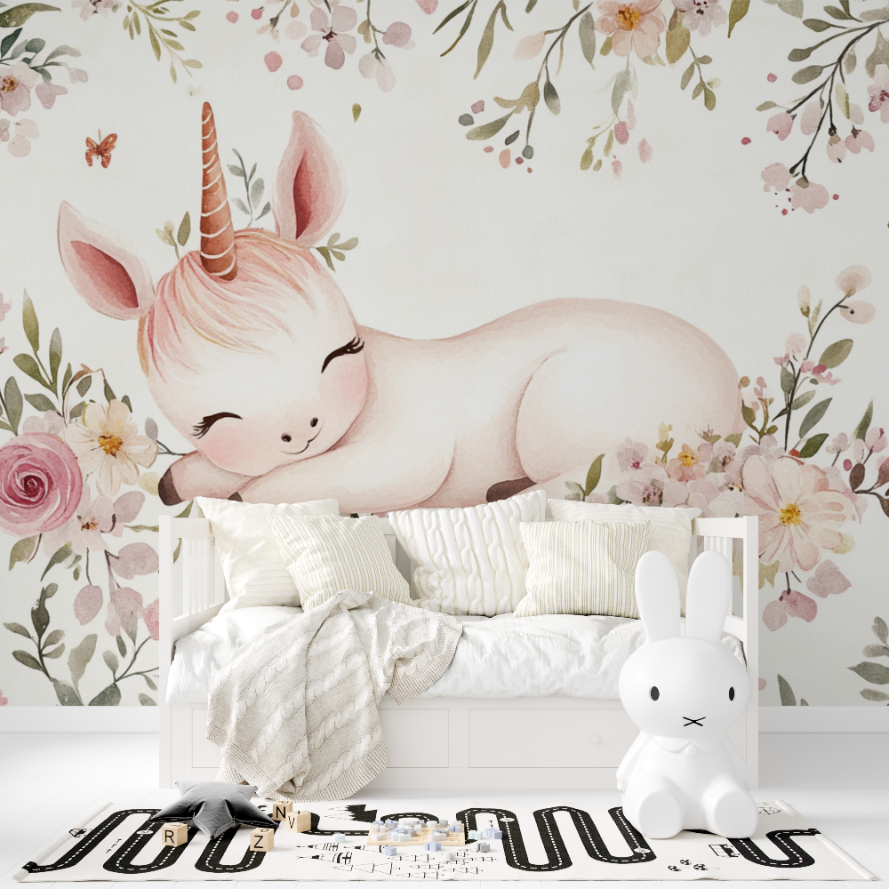 Papier peint licorne chambre fi... de fleur tapisserie fille