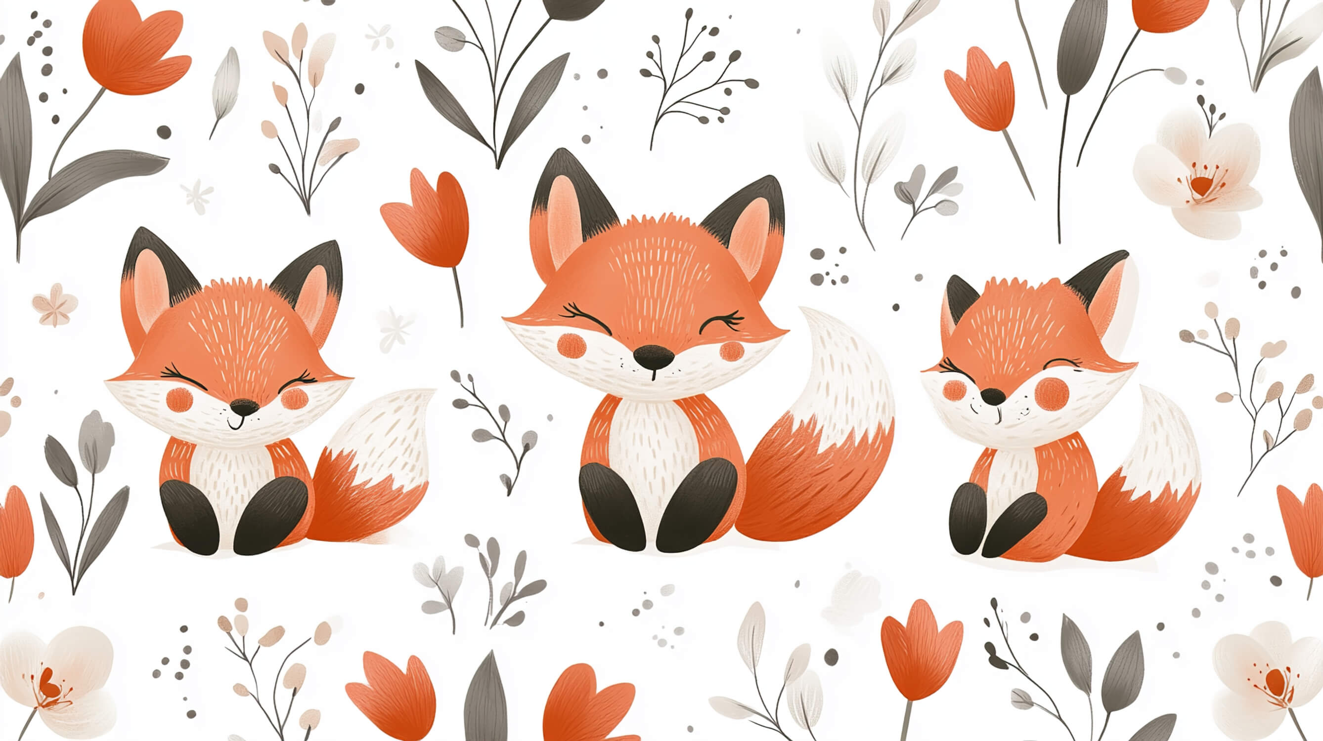 Papier Peint Renard Floral