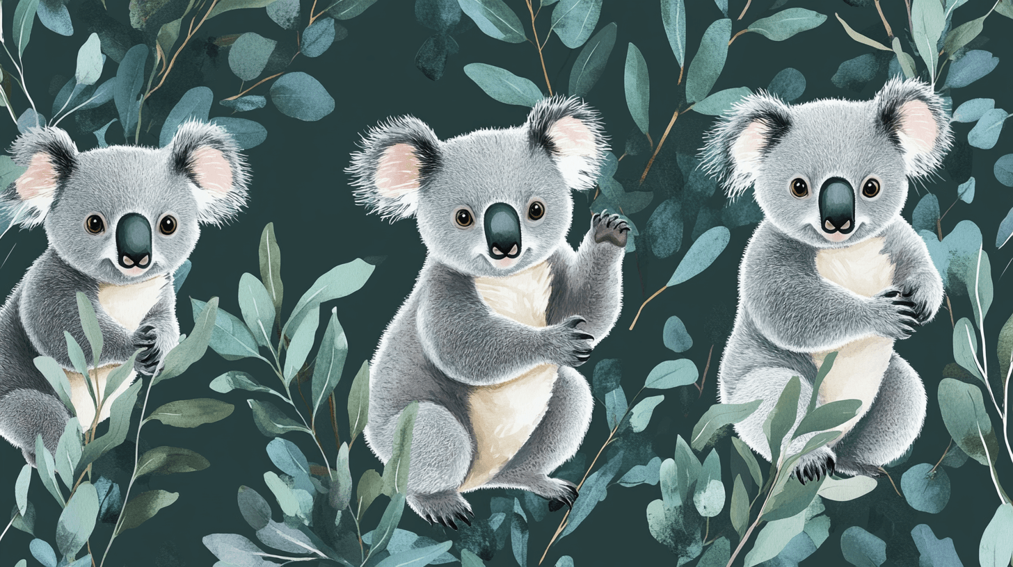 Papier Peint Koala Dans Une Danse De Feuilles