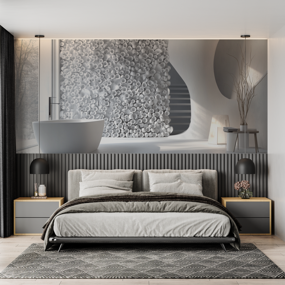 Papier peint trompe loeil pour wc chambre adulte tendance