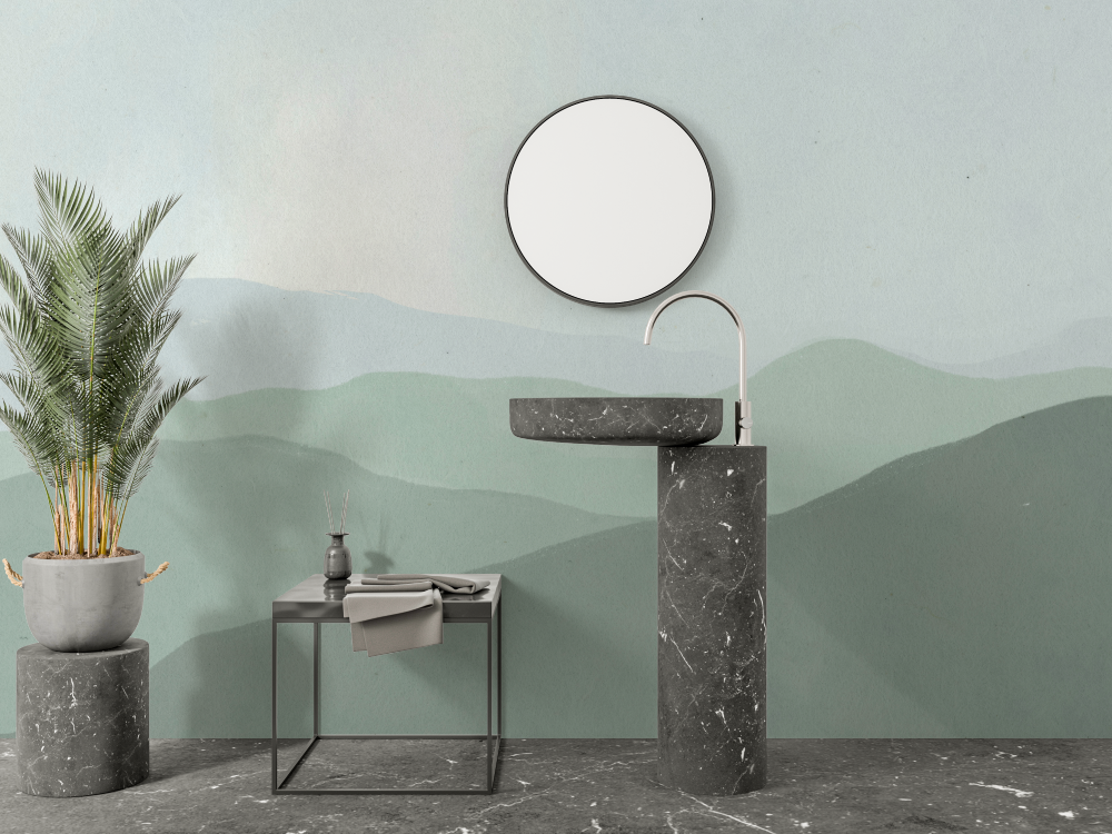 Papier peint piece humide salle bain