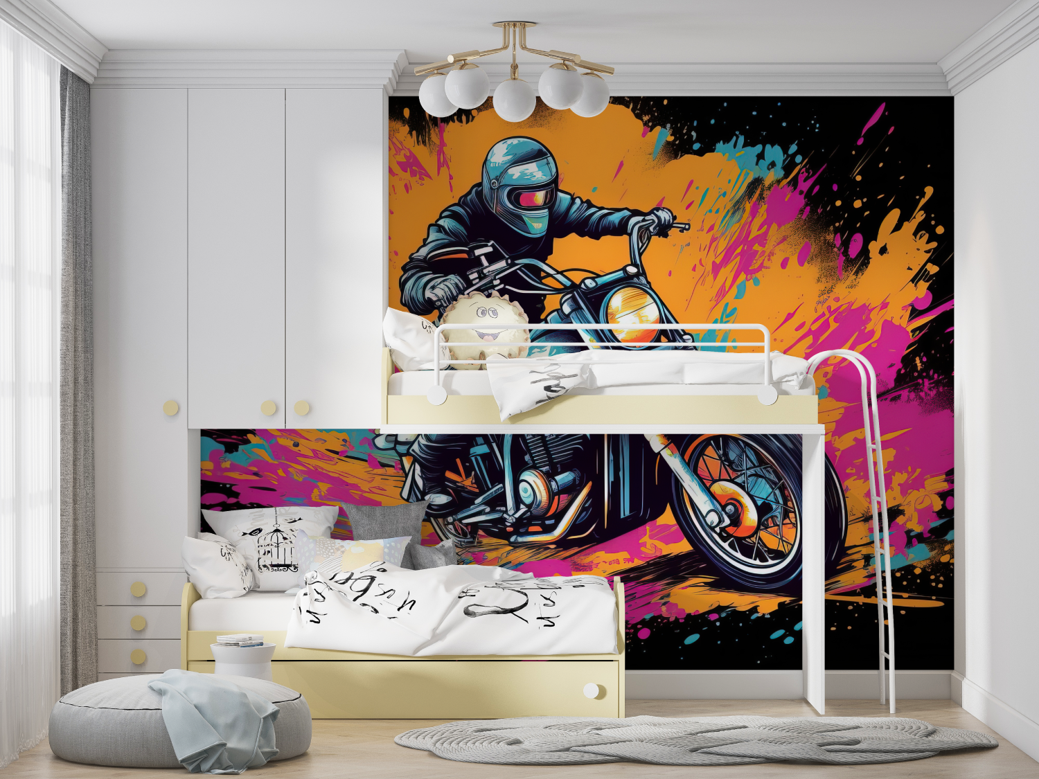 Papier peint graffiti moto manga hero