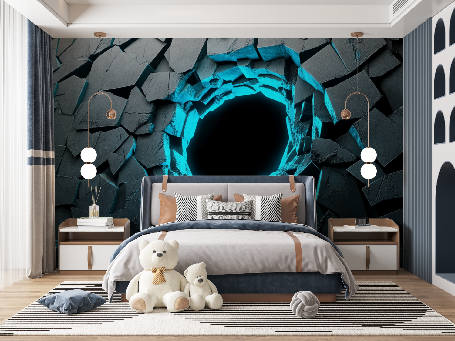 Papier peint effet neon gaming mur panoramique