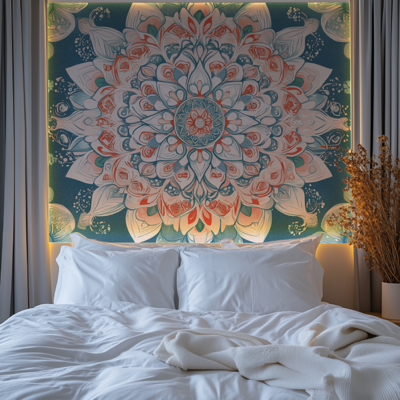 Papier peint fleur mandala chambre premium