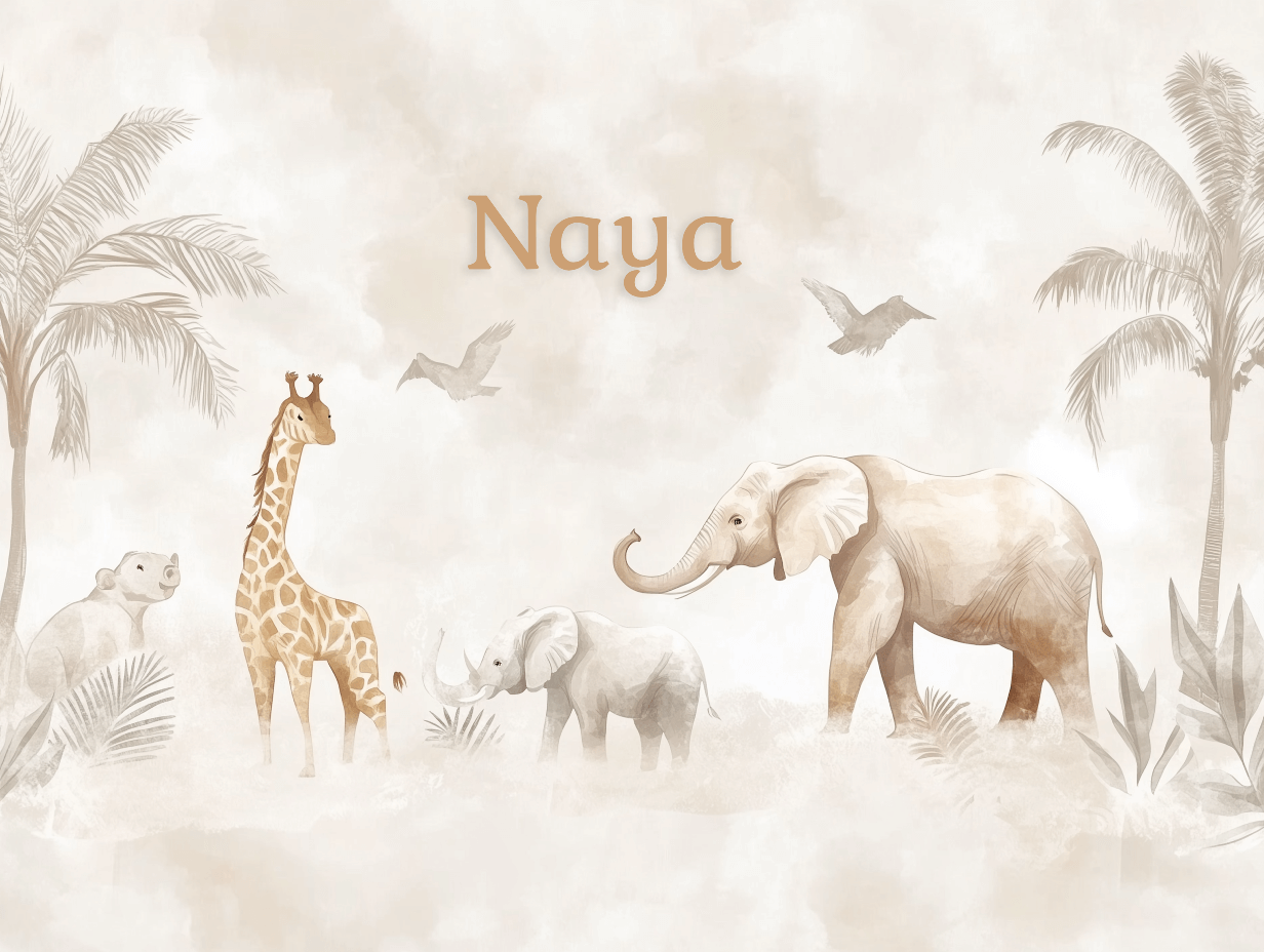 Papier Peint Prénom Animaux Safari