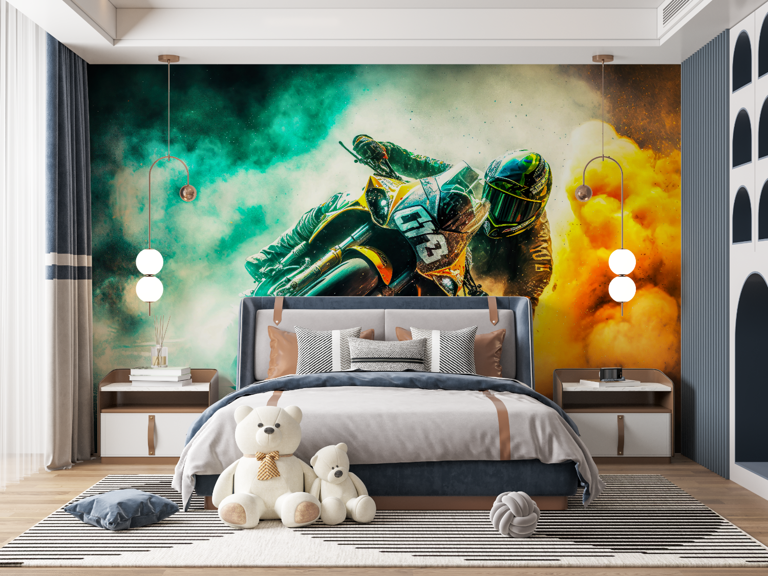 Papier peint moto de course mur panoramique