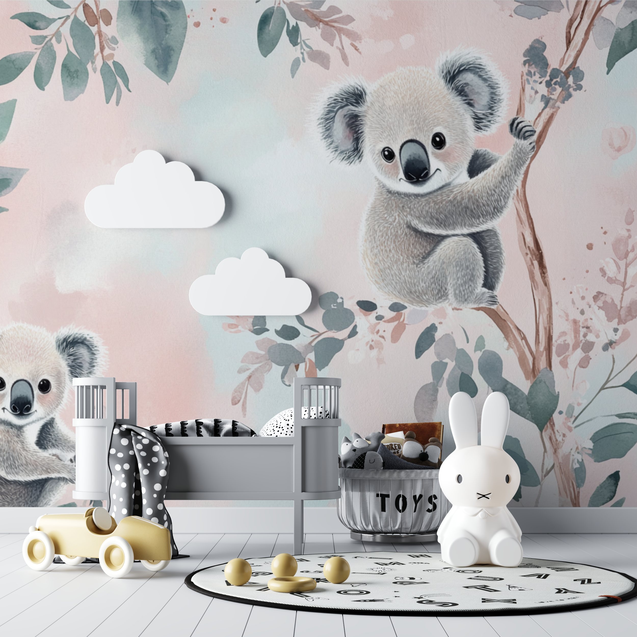 Papier peint koala et ambiance doudou bebe tipi