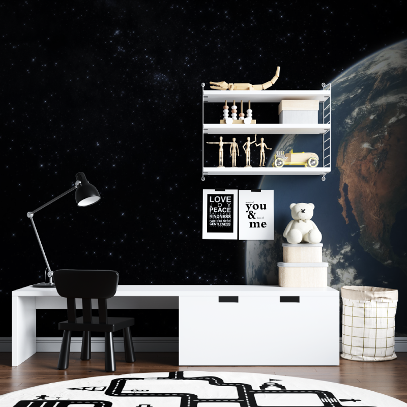 Papier peint planette terre espace tapisserie chambre ados