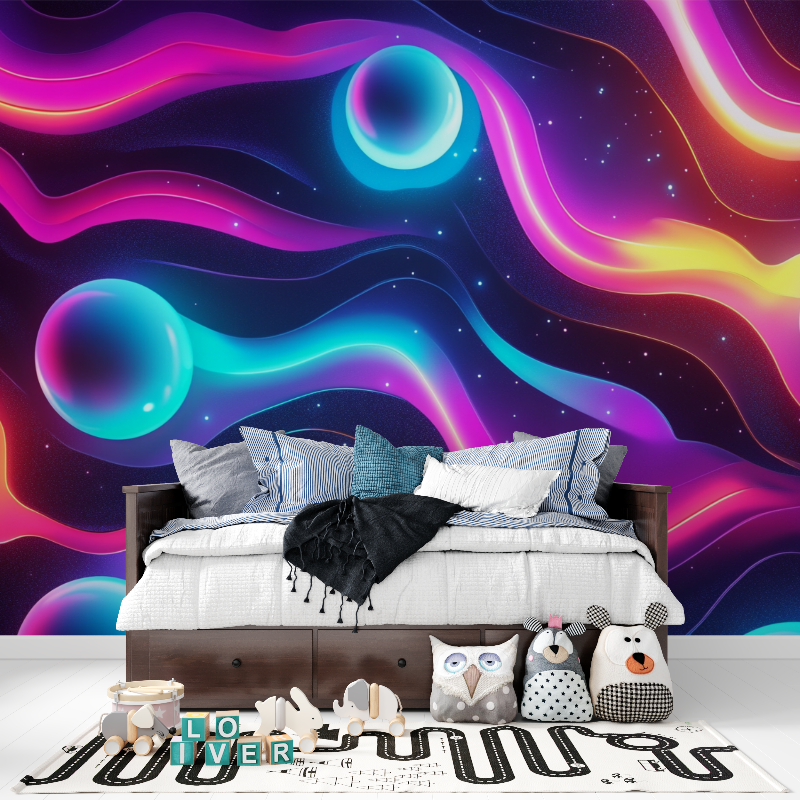 Papier peint electro neon tapisserie pour ado