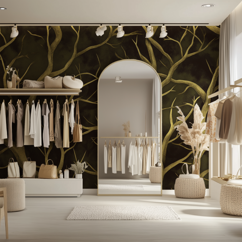 Papier peint arbre dessin dressing