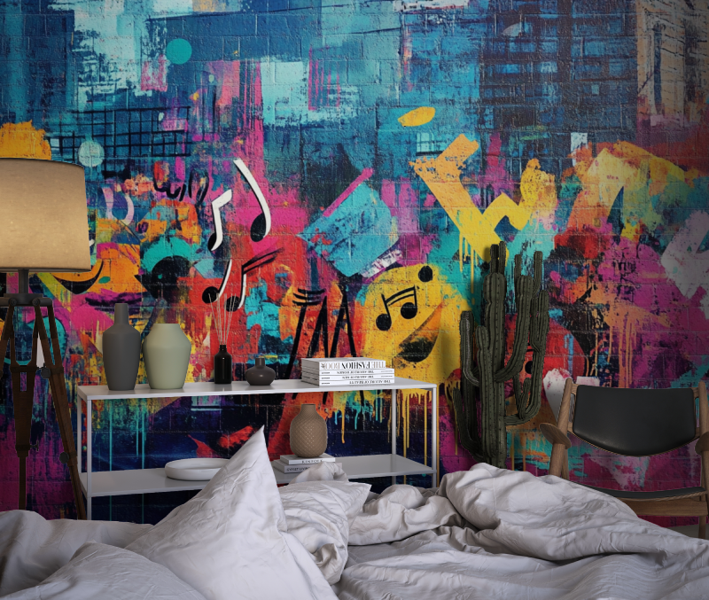 Papier peint tag mural chambre dado1
