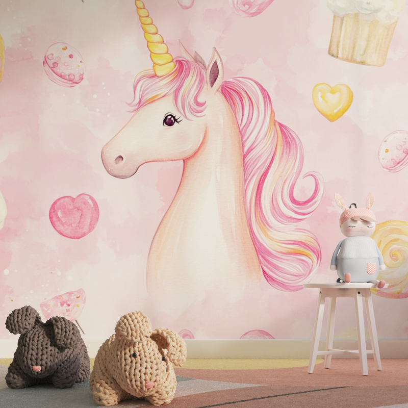 Papier peint deco licorne chamb...ries tapisserie pour fille