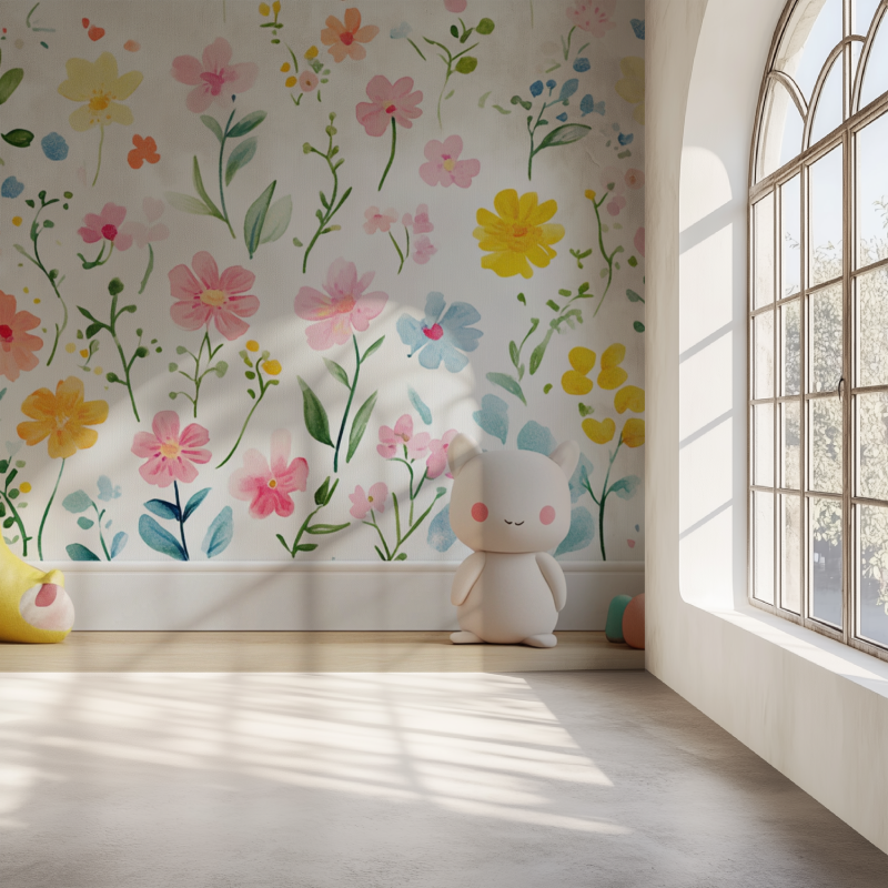 Papier peint fleur de printemps pour enfants mur simple