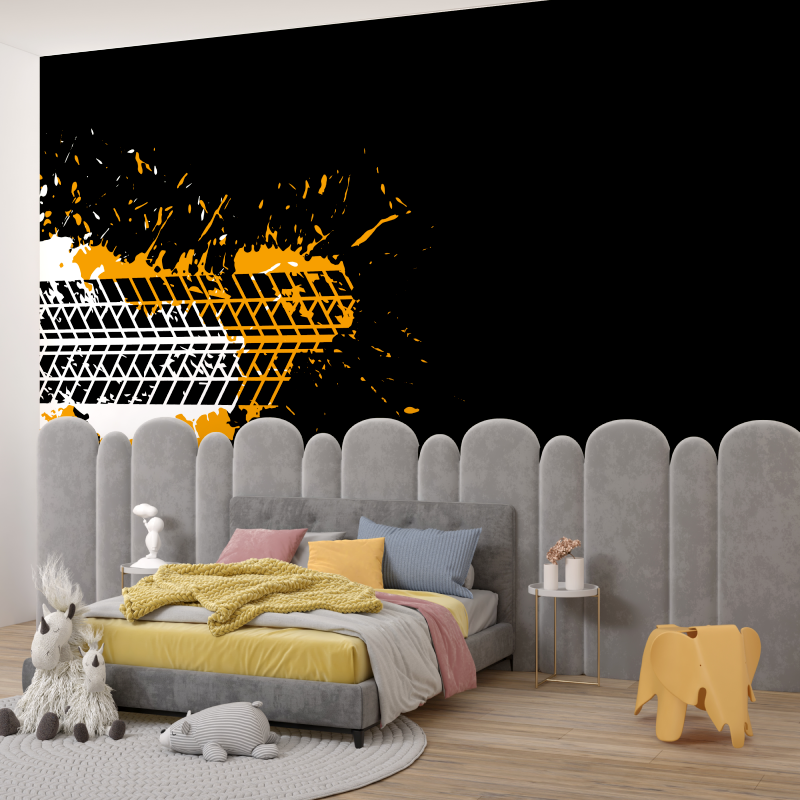 Frise papier peint pneu moto orange garcon345