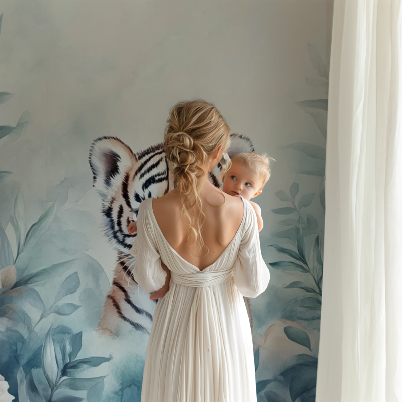 Papier peint tigre et foret enchantee bb123