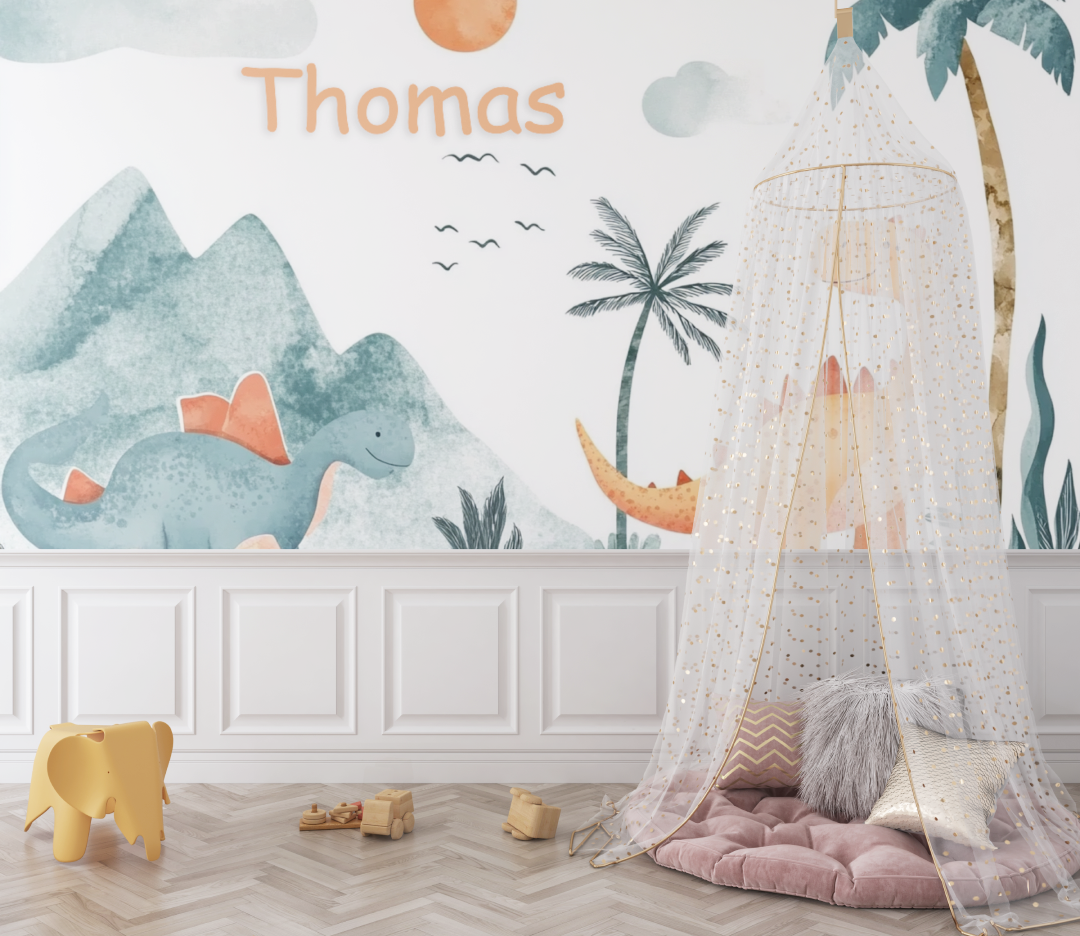 Papier peint prenom dino bebe