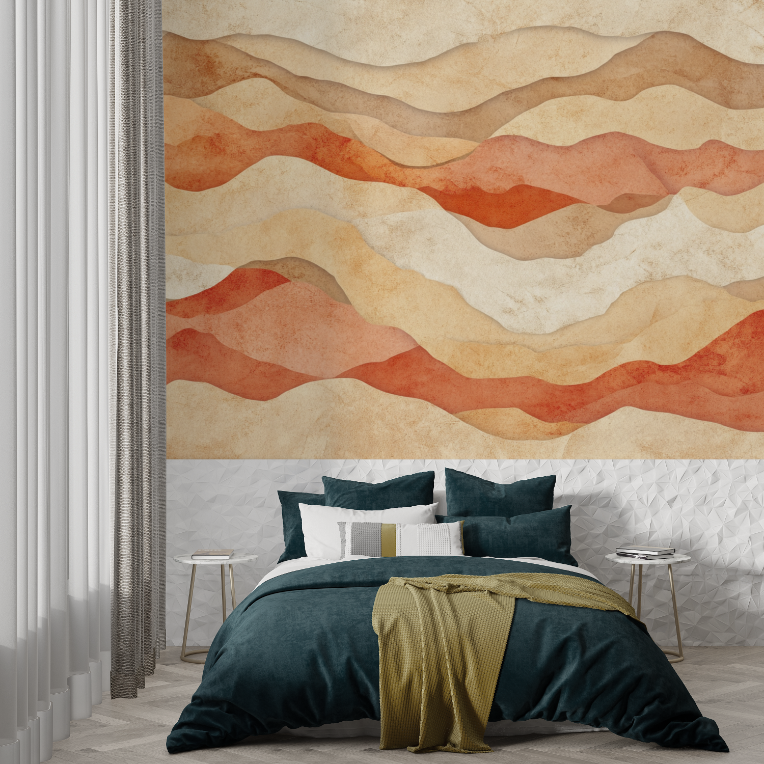 Papier peint terracotta dune desert trompe loeil