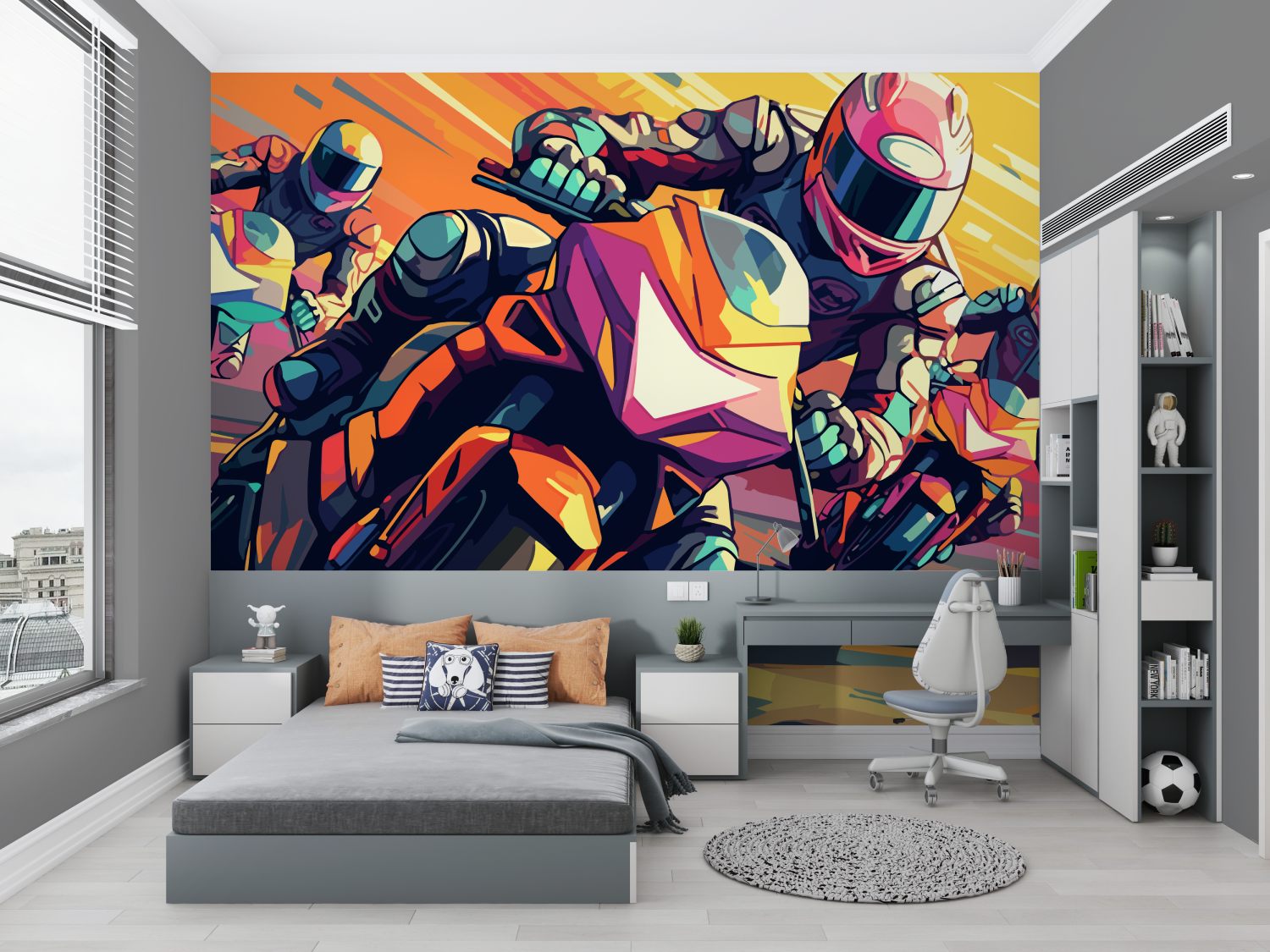 Papier peint moto gp grafiti chambre petit