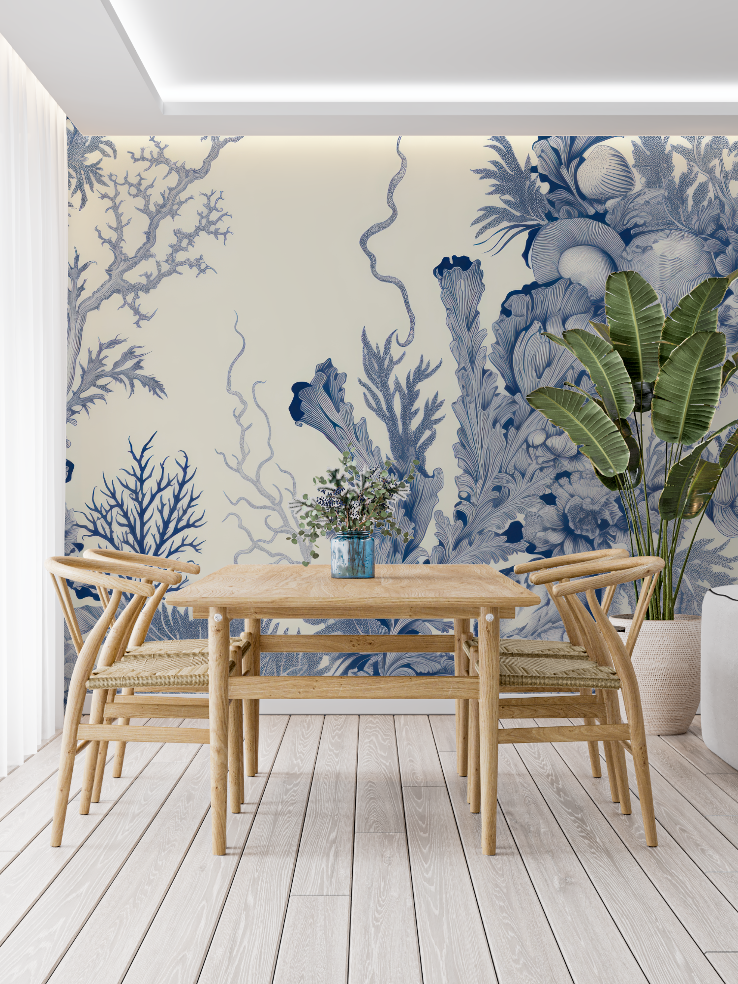 Papier Peint Toile De Jouy Theme Marin - trompe l'oeil