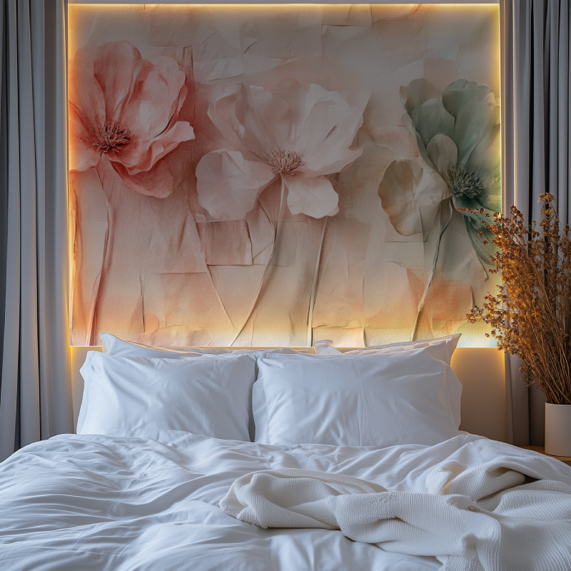 Papier peint grosse fleur vintage chambre premium