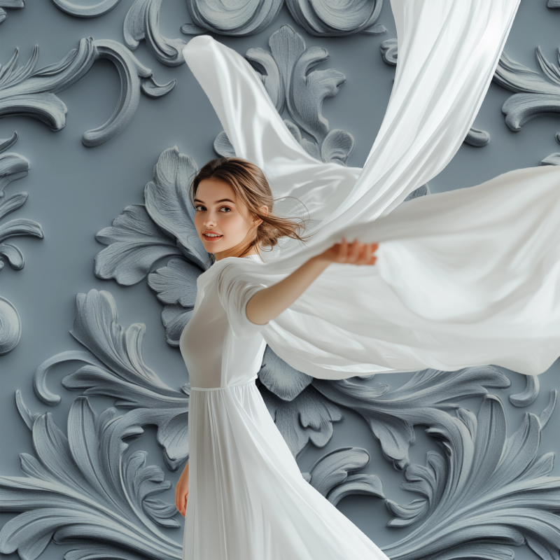 Papier peint fleur de lys gris modele