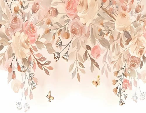 Blumentapete Schmetterlinge und Blumen