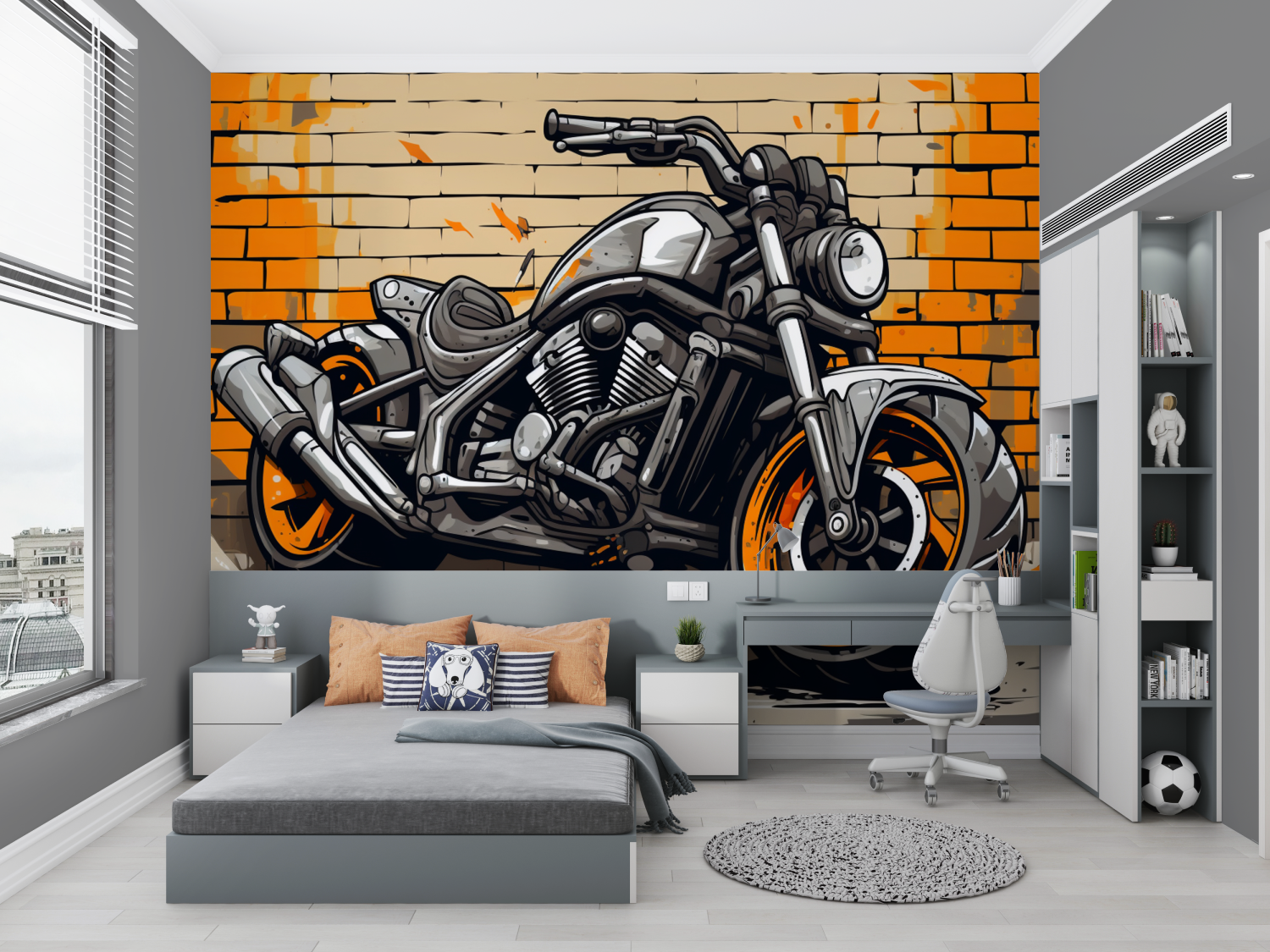 Papier peint grafitti moto chambre petit