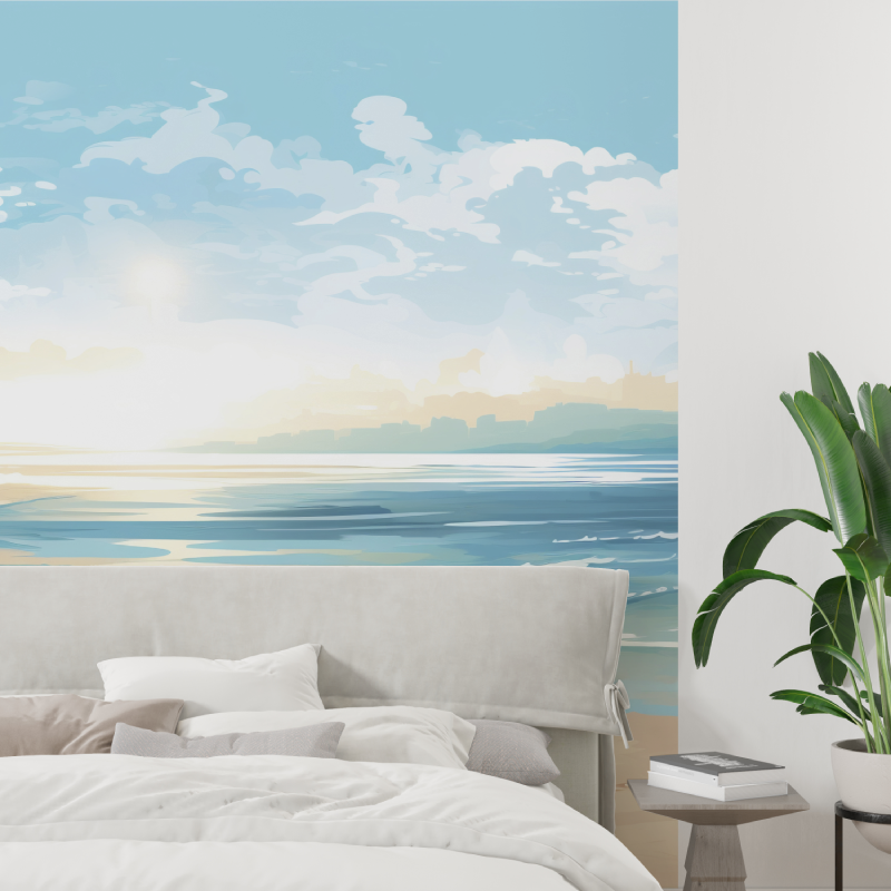 Papier peint aquarelle plage et ocean tapisserie tendance