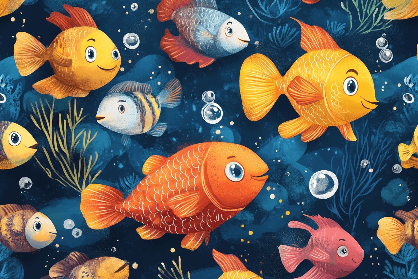 Papier Peint Marin Pieuvre et Poisson