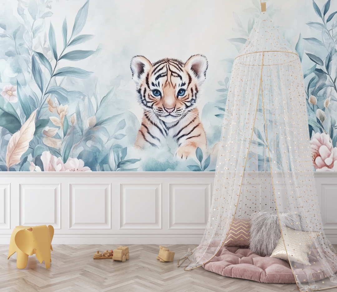 Papier peint tigre et foret enchantee bebe