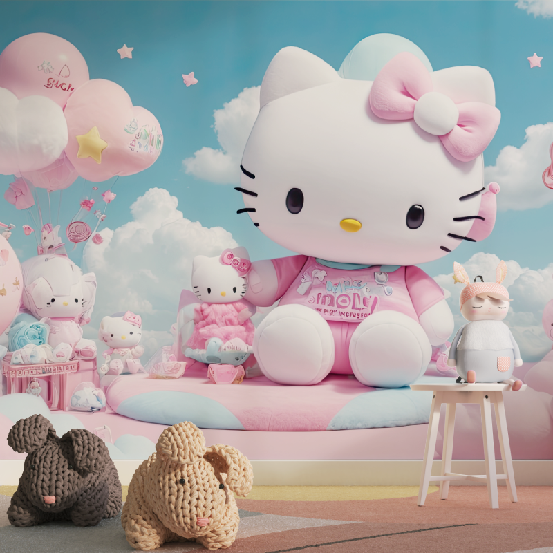 Papier peint hello kitty monde 3d tapisserie pour fille