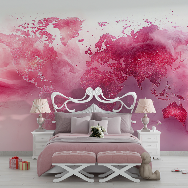 Papier peint carte du monde chambre fille chambre filles