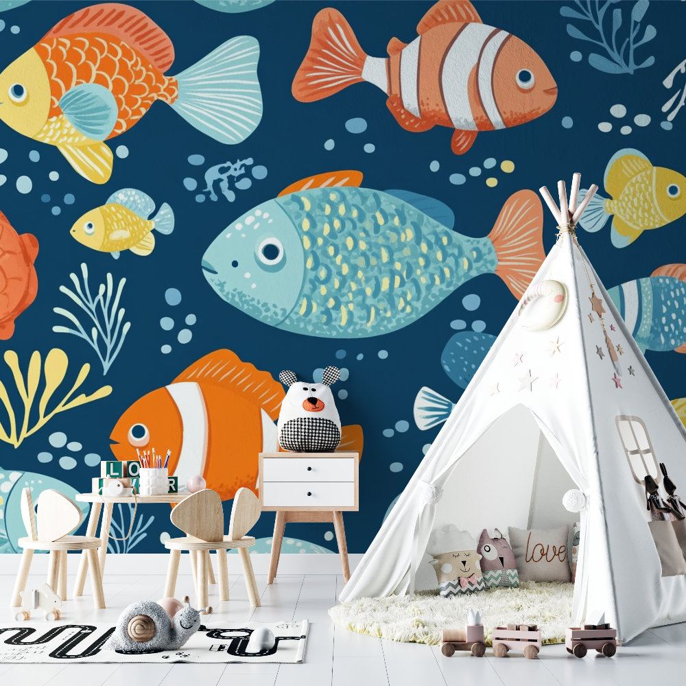 Papier peint marin motif joyeux chambre bebe