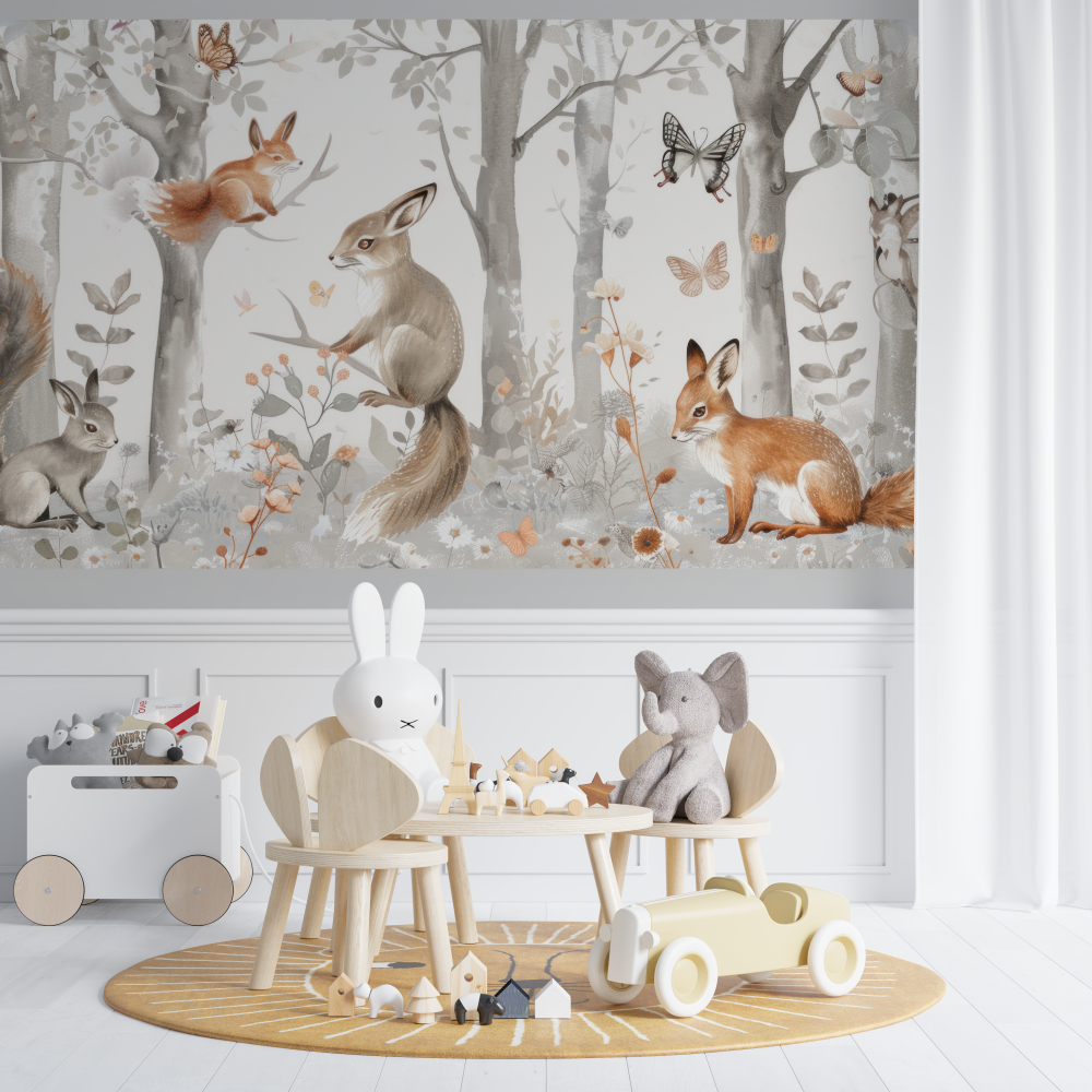 Papier peint tapisserie renard foret chambre de bebe