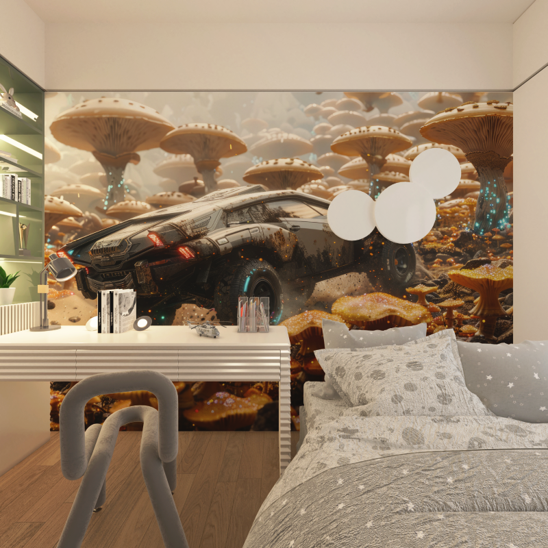 Papier peint voiture de rallye futuriste chambre adolescents