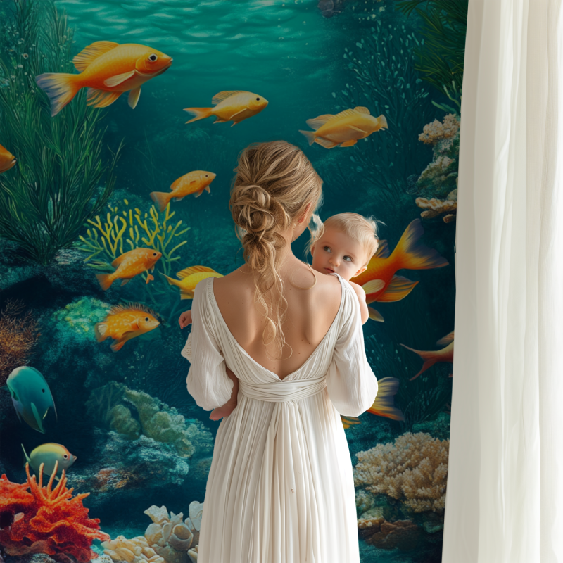 Papier peint marin joyeux poissons bb123