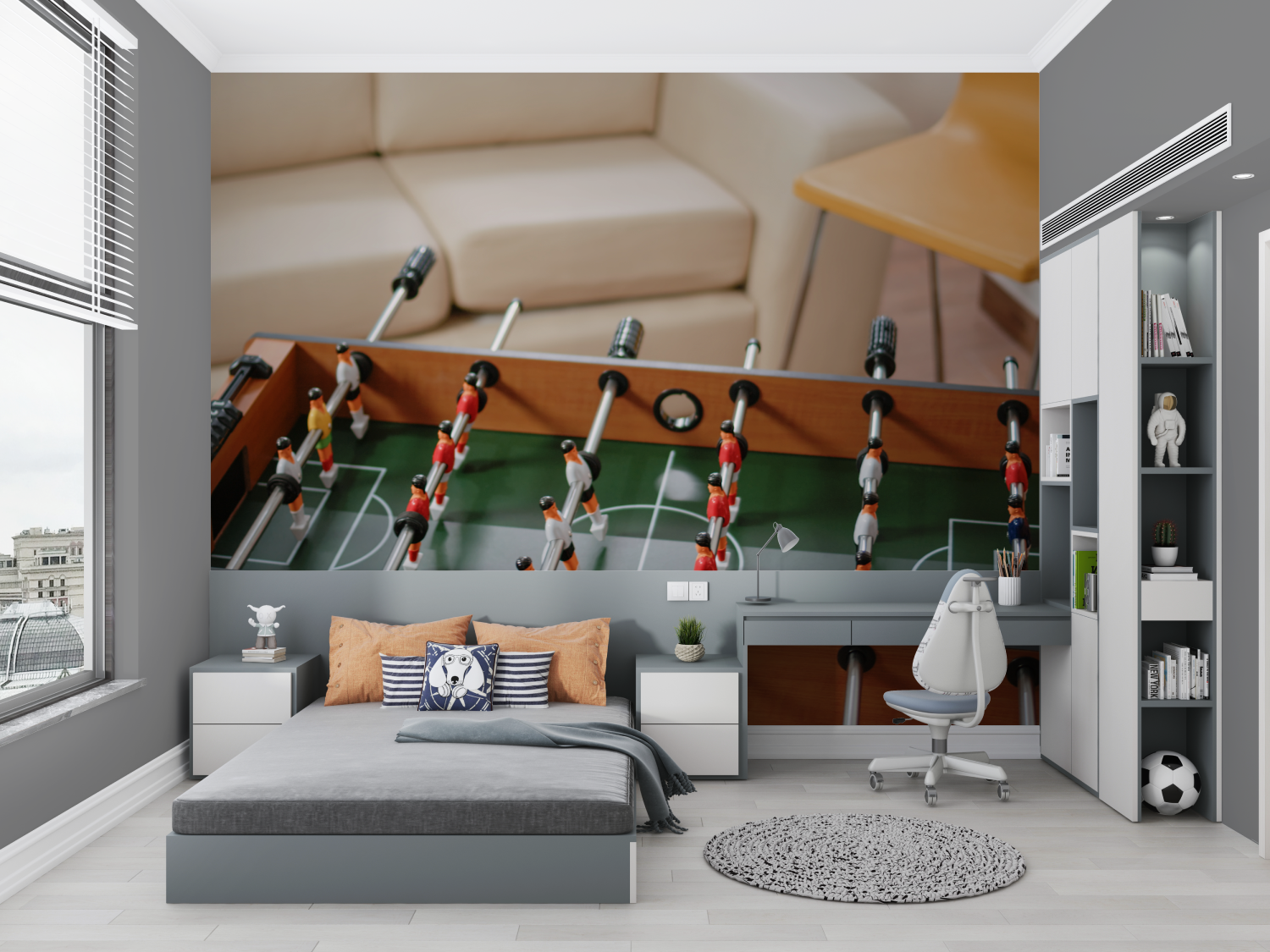 Papier peint baby foot realiste chambre petit