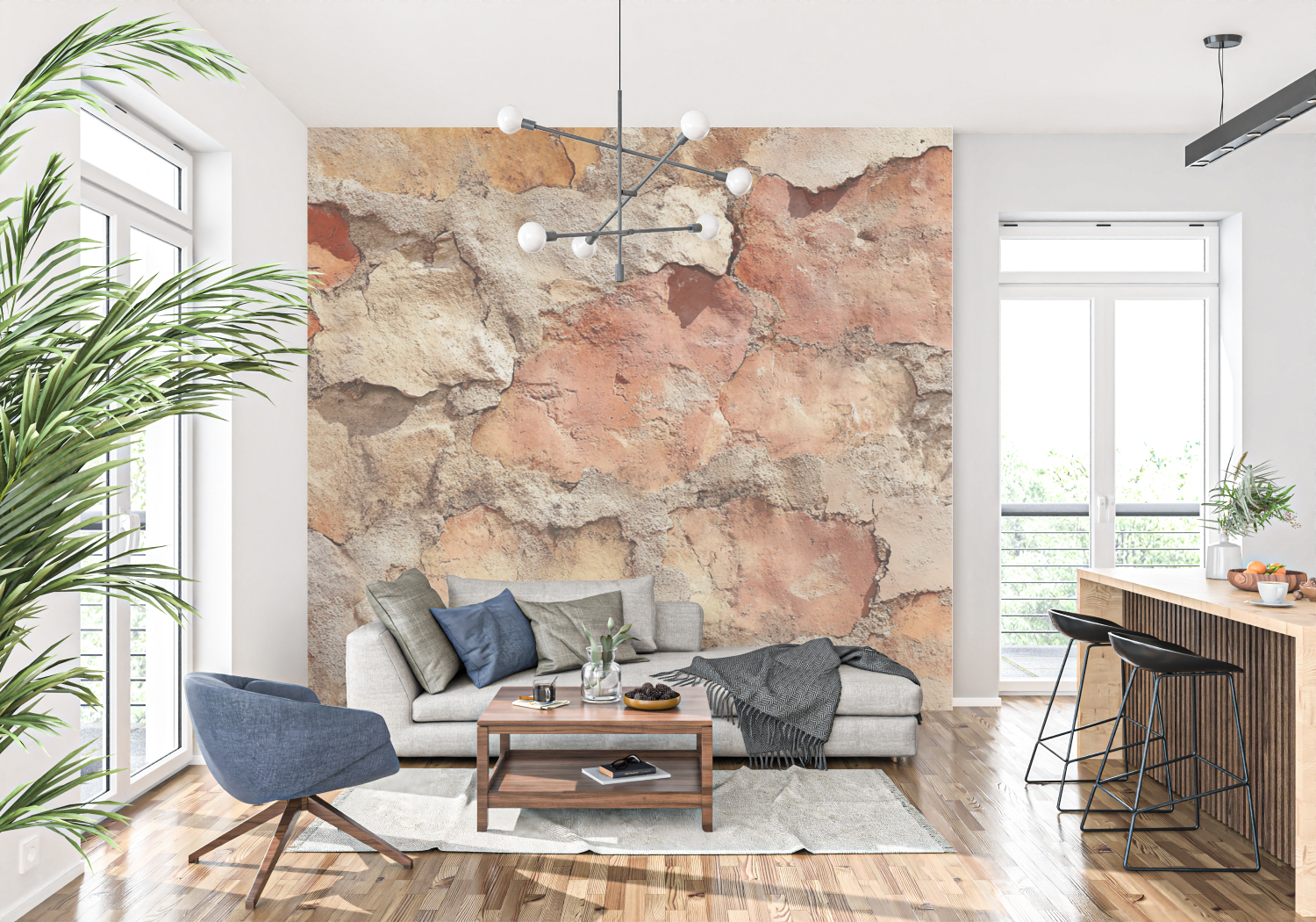 Papier peint terracotta style mediterraneen tapisserie