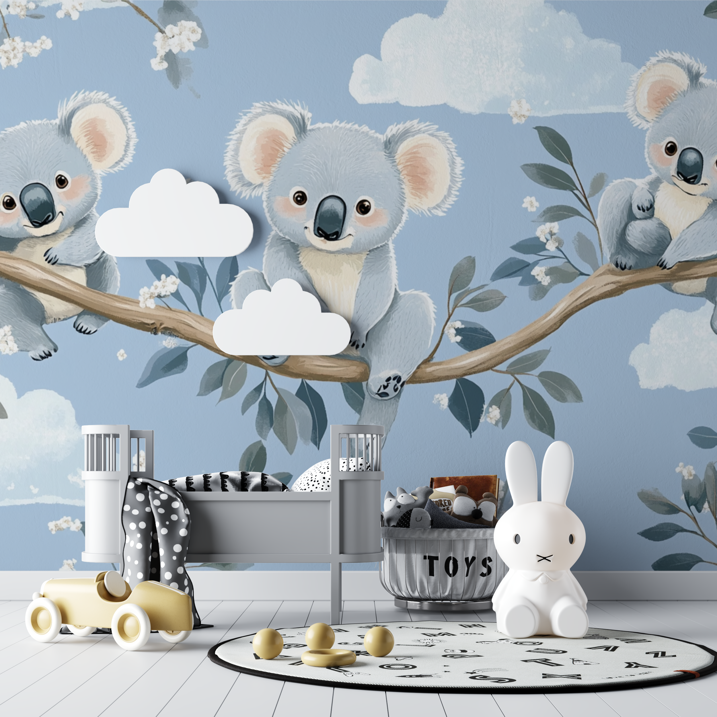 Papier peint koala et berceuse etoilee bebe tipi