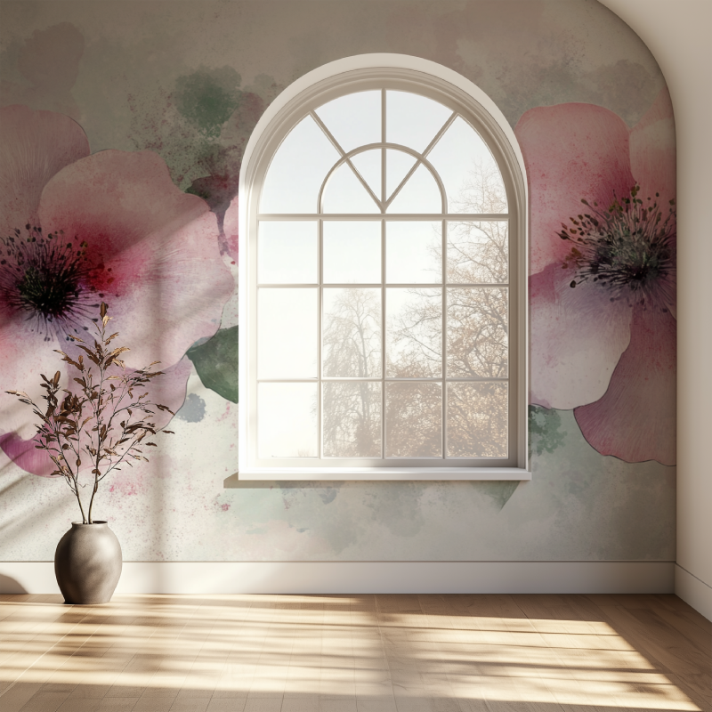 Papier peint fleur geante fenetre papier