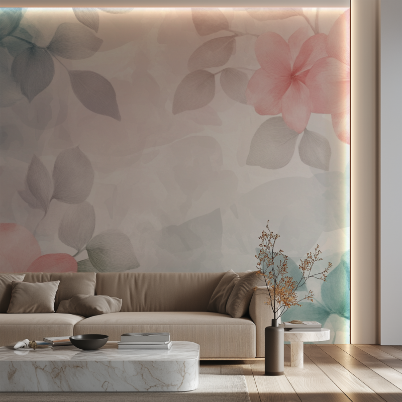 Papier peint fleur chambre bebe canape neon