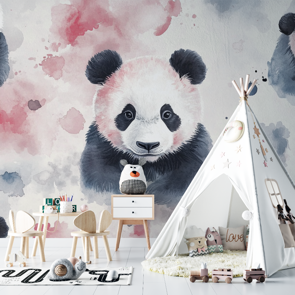 Papier peint panda scandinave chambre bebe
