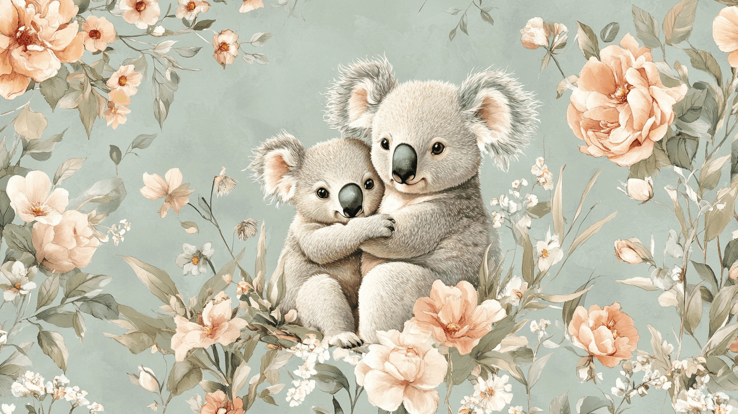 Papier Peint Koala en Velours Pastel