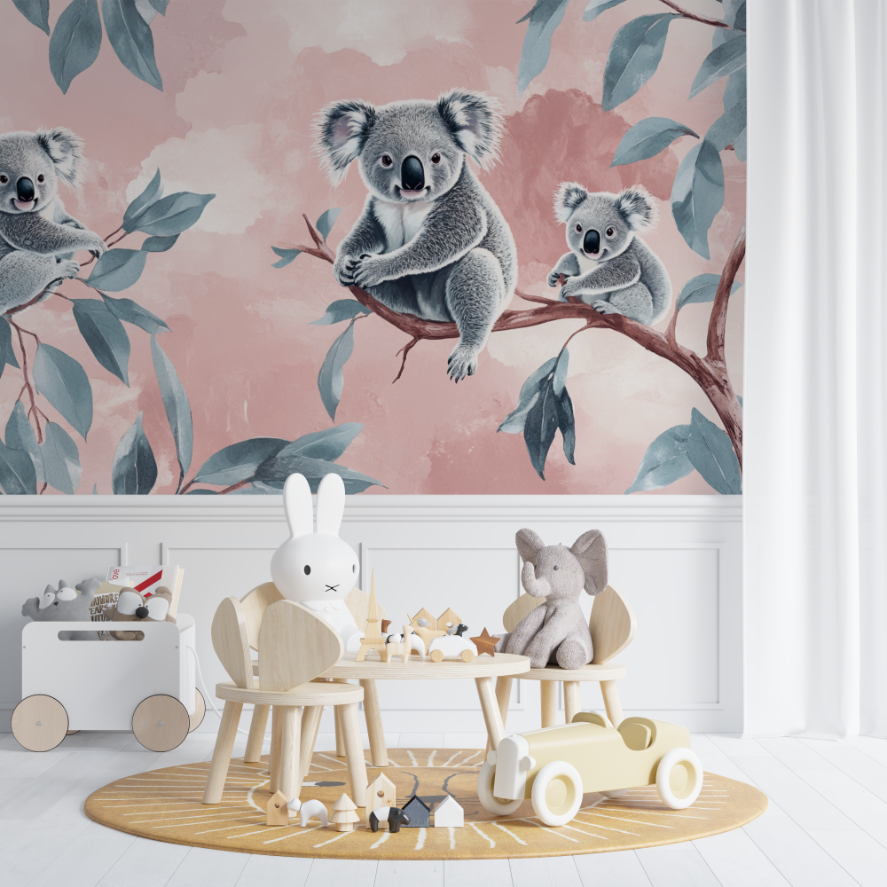 Papier peint koala et ciel poudreux chambre de bebe