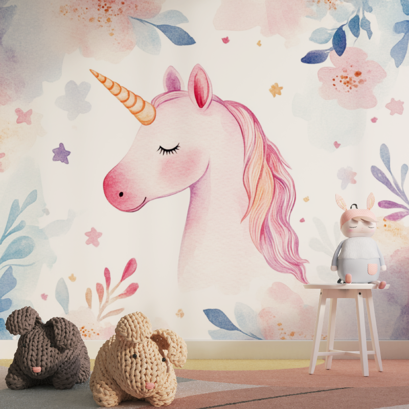 Papier peint licorne motif ench...ment tapisserie pour fille