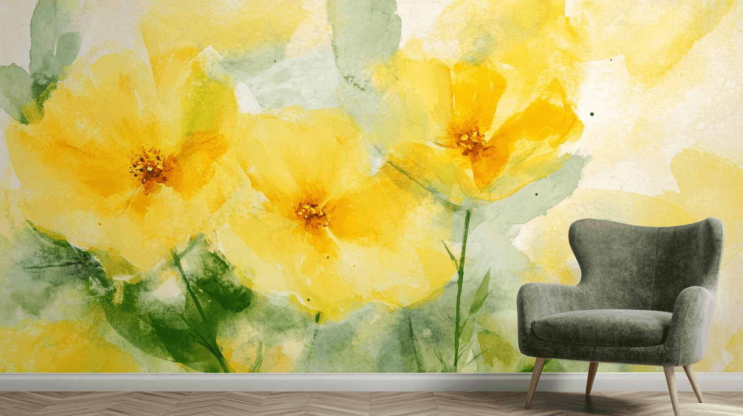 Papier Peint Fleur Geante Jaune