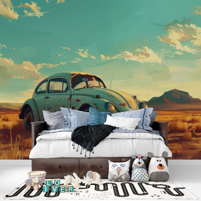 Papier peint avec voiture coccinelle panoramique garcon